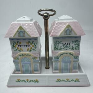 Lenox The Village Salt & Pepper Set Victorian Homes Spice Village Porcelain 1991